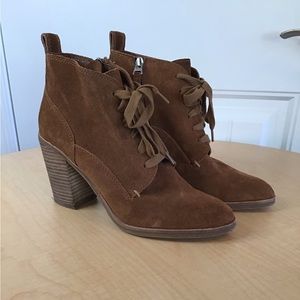 Dolce Vita Ankle Boots Brown Suede 4 inch heel Women's size 10 CottageCore witch